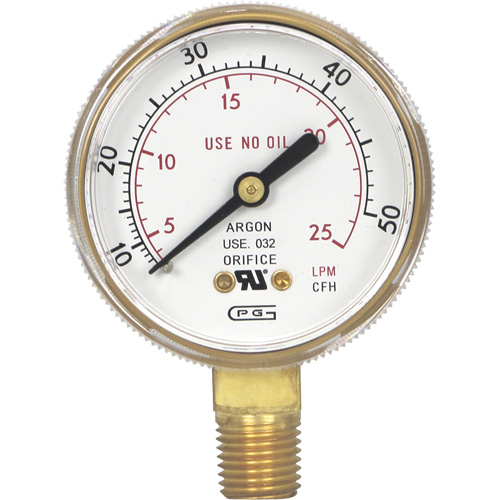 Pressure Gauges, 2" , 0-50 SCFH, Bottom Mount, Analogue Equipment World