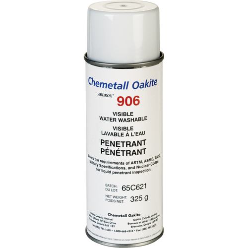 906 Water Washable Visible Penetrants, Aerosol Can Equipment World