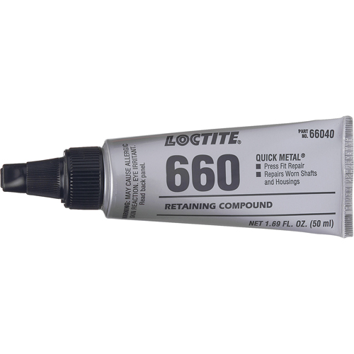 Quick Metal 660 Press Fit Repair Retaining Compound, 50 ml, Tube, Silver Equipment World