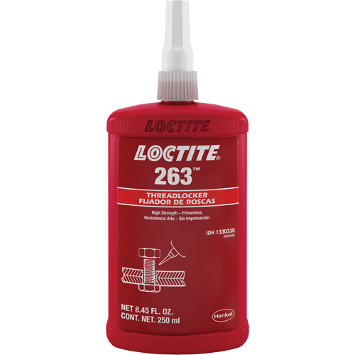 Threadlocker 263 Rapid Cure, Red, High, 250 ml, Bottle Equipment World