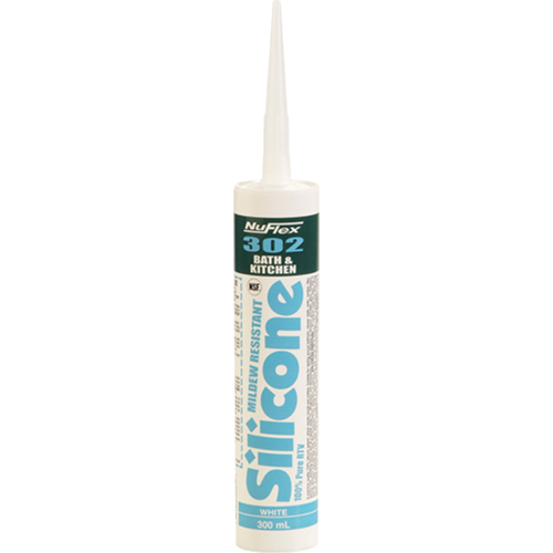 NuFlex&reg; 302 Bath And Kitchen Silicone Sealant, 300 ml, Cartridge, Clear Equipment World