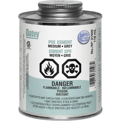 PVC Cement, 0.250 lbs, Brush-Top Can, Grey Equipment World