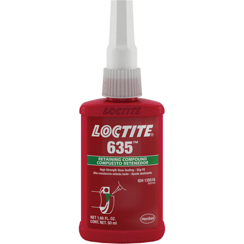 Loctite&reg; 635 Retaining Compound, 50 ml, Bottle, Green Equipment World