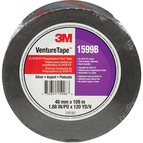 1599B Venture Tape Polypropylene Tape, 3 mils, Silver, 48 mm (2") x 109.7 m (359.9') Equipment World