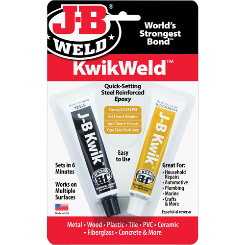Colle &eacute;poxyde KwikWeld, Deux composants, Tube, 2 oz, Gris Equipment World