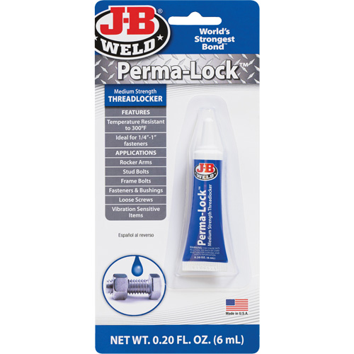 Perma-Lock Threadlocker, Blue, Medium, 6 ml, Tube Equipment World