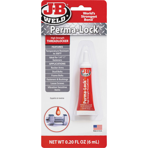 Perma-Lock Threadlocker, Red, High, 6 ml, Tube Equipment World