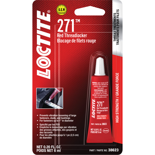271 Threadlocker, Red, High, 6 ml, Tube Equipment World