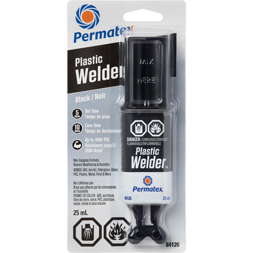 Colle &eacute;poxyde Plastic Welder, 25 ml, Seringue, Deux composants, Noir Equipment World