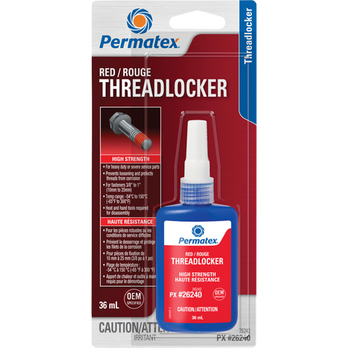 Permanent Strength Threadlocker, Red, High, 36 ml, Bottle Equipment World