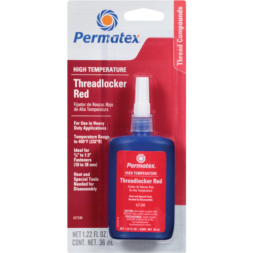 High Temperature Threadlocker, Red, High, 36 ml, Bottle Equipment World