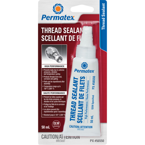 Scellant pour filetage haute performances, Tube, 50 ml, -54° C - 149° C/-65° F - 300° F Equipment World