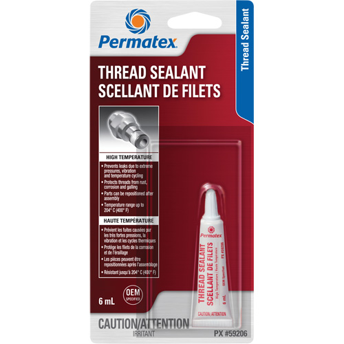 High Temperature Thread Sealant, Tube, 6 ml, -54° C - 204° C/-65° F - 400° F Equipment World