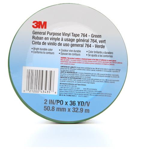 Ruban en vinyle pour travaux g&eacute;n&eacute;raux 764, 50,8 mm (2") la x 32,9 m (108') lo, 5 mils, Vert Equipment World