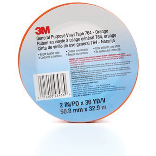 764 General-Purpose Vinyl Tape, 50.8 mm (2") W x 32.9 m (108') L, 5 mils, Orange Equipment World