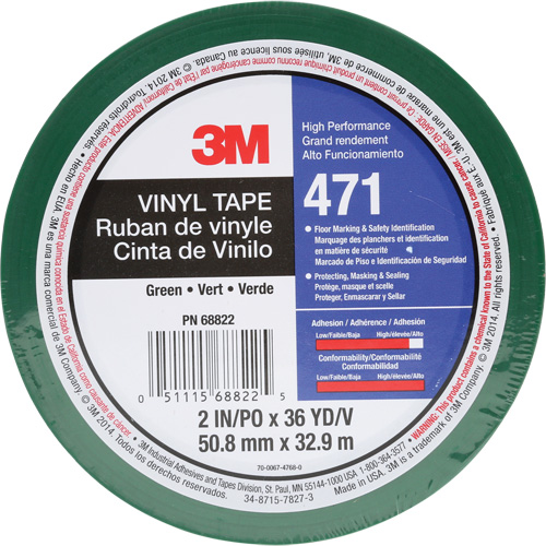 Ruban en vinyle 471, 50,8 mm (2") la x 32,9 m (108') lo, 5,2 mils, Vert Equipment World