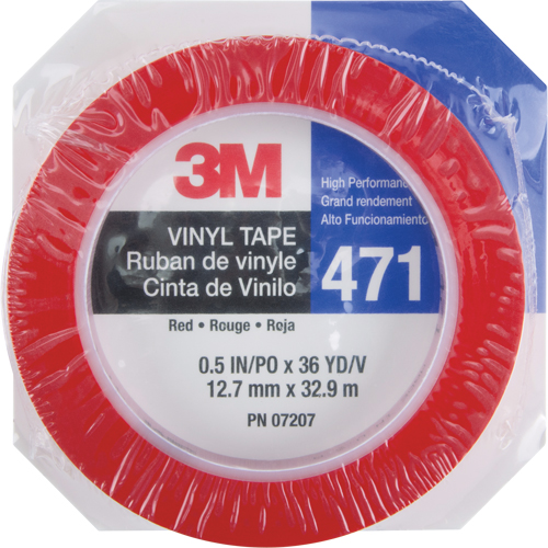 Ruban en vinyle 471, 12 mm (1/2") la x 32,9 m (108') lo, 5,3 mils, Rouge Equipment World