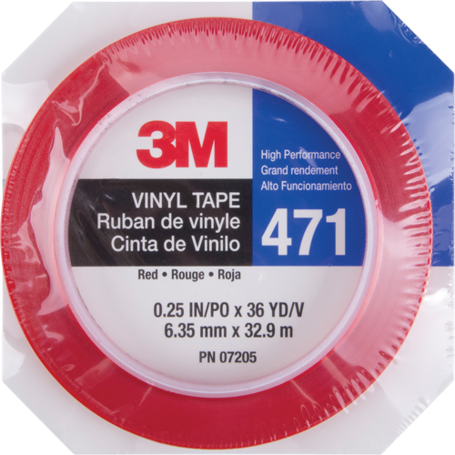 Ruban en vinyle 471, 6 mm (1/4") la x 32,9 m (108') lo, 5,3 mils, Rouge Equipment World
