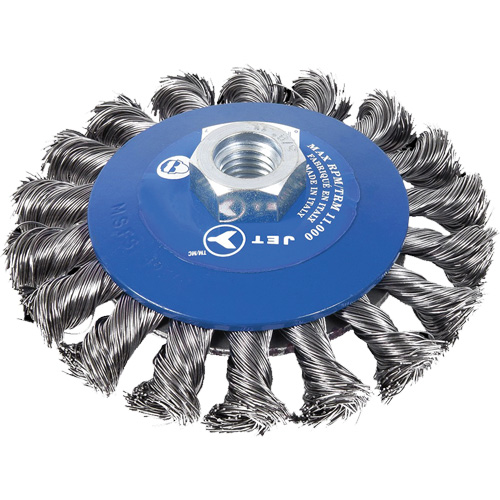 Knot Twisted Conical Bevel Brush, 5" Dia., 0.02" Fill, 5/8"-11NC Arbor Equipment World