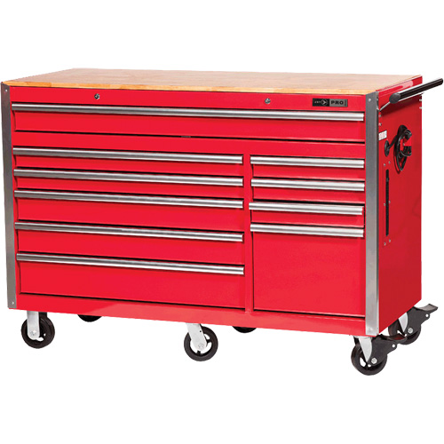 PRC5610 Pro Series Roller Cabinet, 10 Drawers, 55-9/10" W x 24-1/10" D x 39-7/10" H, Red Equipment World