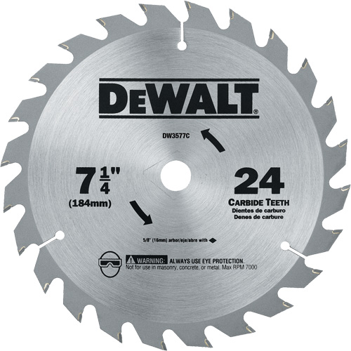 Carbide Circular Saw Blade, 7-1/4", 24 Teeth Equipment World