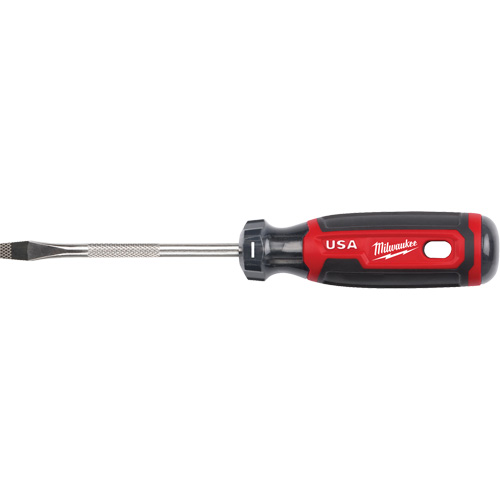 Slotted Screwdriver, 1/4" Tip, Round, 211 mm L, Cushion Grip Handle Equipment World