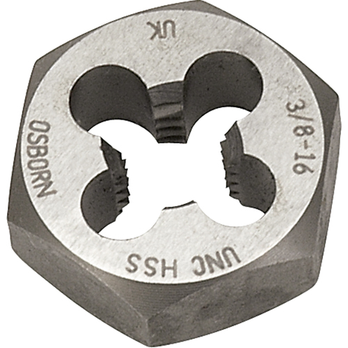 Hexagonal Rethreading Die, 7/10" Dia., 1/4"-28 Thread, High Speed Steel Equipment World