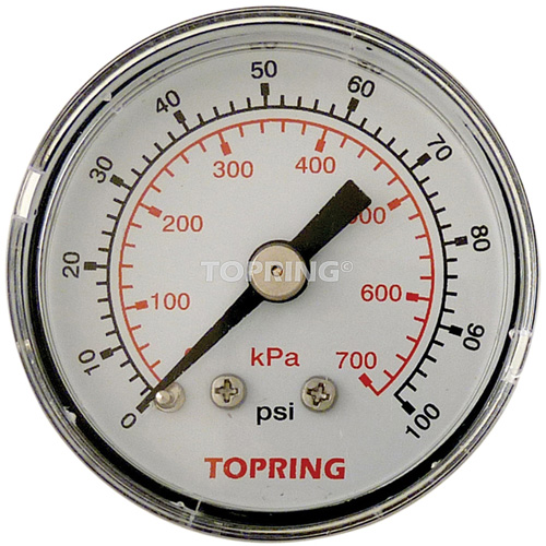 Pressure Gauge, 1-1/2" , 0 - 100 psi, Back Mount, Analogue Equipment World
