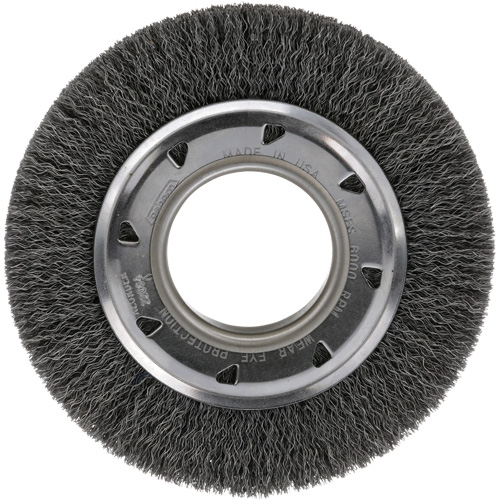 Crimped Wire Wheel Brush - Medium Face, 4-1/4" Dia., 0.012 Fill, 2" Arbor Equipment World