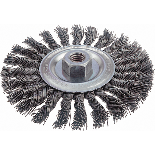 Brosses rotatives &agrave; fils nou&eacute;s - Brosse rotative &agrave; fils nou&eacute;s, fils nou&eacute;s standards, Dia. 6", Fils 0,023", Arbre 5/8"-11, Acier Equipment World