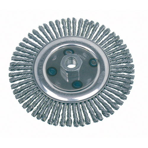 Knot Wire Wheel Brushes - Stringer Bead, 4-7/8" Dia., 0.02" Fill, 5/8"-11 Arbor, Steel Equipment World