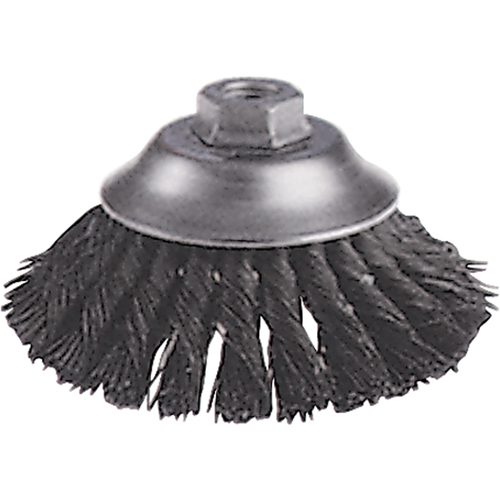 Knot Wire Cup Brushes - Flared Cup Brush, 6" Dia., 0.02" Fill, 5/8"-11 Arbor, Steel Equipment World