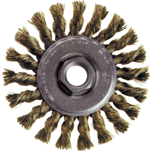 Brosse rotative &agrave; fils nou&eacute;s pour petites meuleuses haute vitesse, Dia. 5", Fils 0,02", Arbre 5/8"-11, Acier Equipment World