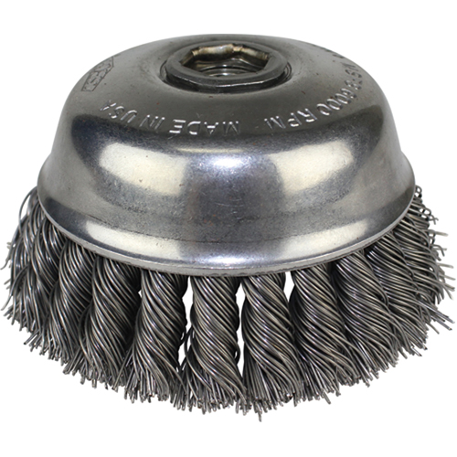 Knot Wire Cup Brushes, 6" Dia. x 5/8"-11 Arbor Equipment World