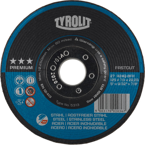 Premium 2-in-1 Grinding Wheel, 7" x 9/32", 7/8" Arbor, Type 27 Equipment World