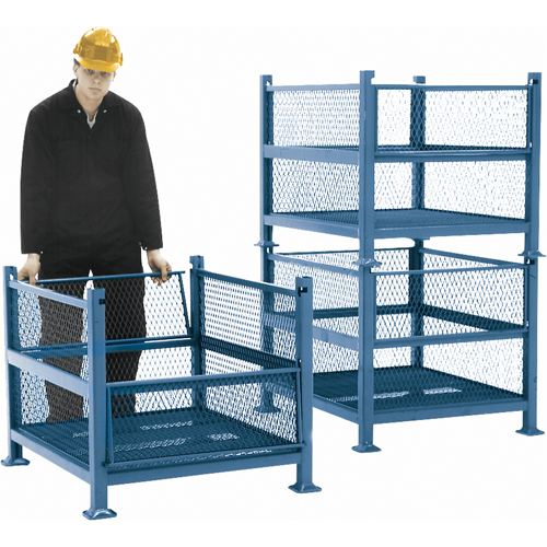 Open Mesh Containers, 2 Drop Gates, 2500 lbs. Capacity, 34.5" W x 40.5" D x 32.25" H Equipment World