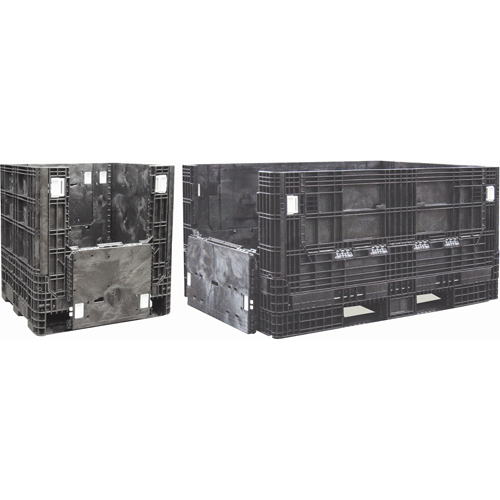 Collapsible Structural Polyethylene Containers, 48" L x 45" W x 25" H, Black Equipment World