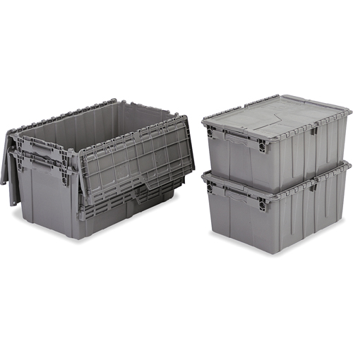 Flipak&reg; Polyethylene Plastic (PE) Distribution Containers, 11.8" x 9.8" x 7.7", Grey Equipment World