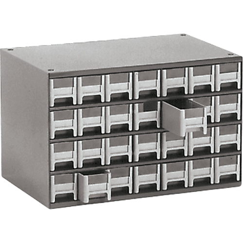 Modular Parts Cabinets, Steel, 28 Drawers, 17" x 10-9/16" x 2-2/16", Grey Equipment World