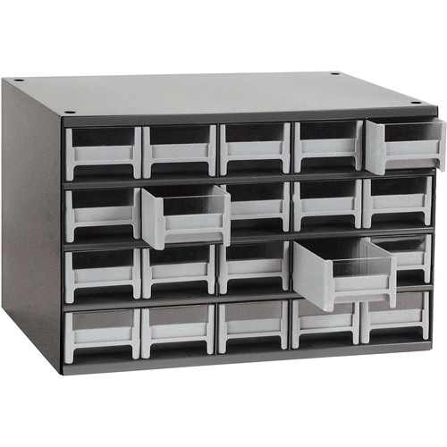 Modular Parts Cabinets, Steel, 20 Drawers, 17" x 10-9/16" x 2-1/16", Grey Equipment World