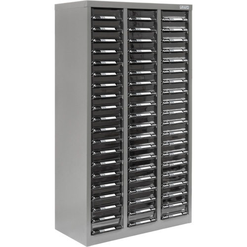 KPC-300 Parts Cabinet, Galvanized Steel, 60 Drawers, 21-3/10" x 10-2/5" x 36-9/10", Grey Equipment World