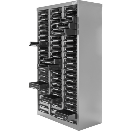 KPC-300 Parts Cabinet, Galvanized Steel, 60 Drawers, 21-3/10" x 10-2/5" x 36-9/10", Grey Equipment World