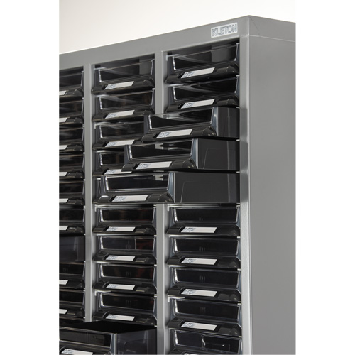 KPC-300 Parts Cabinet, Galvanized Steel, 60 Drawers, 21-3/10" x 10-2/5" x 36-9/10", Grey Equipment World
