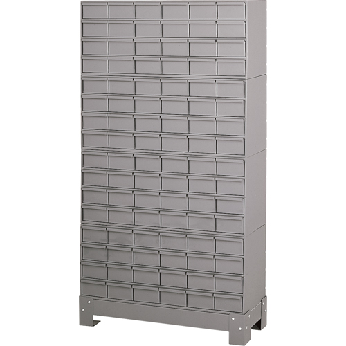 Industrial Drawer Cabinet With Base, 96 Drawers, 34-1/8" W x 12-1/4" D x 62-1/2" H, Grey Equipment World