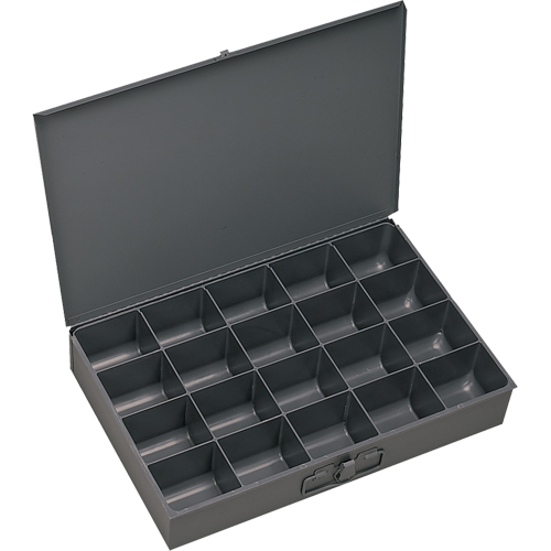 Compartment Scoop Boxes, Steel, 20 Slots, 13-3/8" W x 9-1/4" D x 2" H, Grey Equipment World