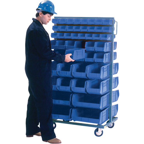 Double-Sided Mobile Bin Rack, Double-sided, 96 bins, 36" W x 24" D x 63" H Equipment World