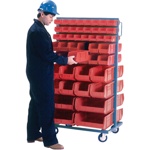 Double-Sided Mobile Bin Rack, Double-sided, 96 bins, 36" W x 24" D x 63" H Equipment World