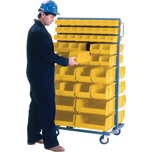 Double-Sided Mobile Bin Rack, Double-sided, 96 bins, 36" W x 24" D x 63" H Equipment World