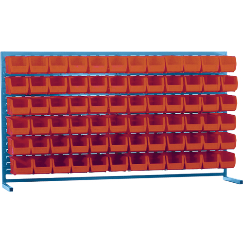 Louvered Rack with Bins, 72 Bins, 72" W x 15" D x 40" H Equipment World
