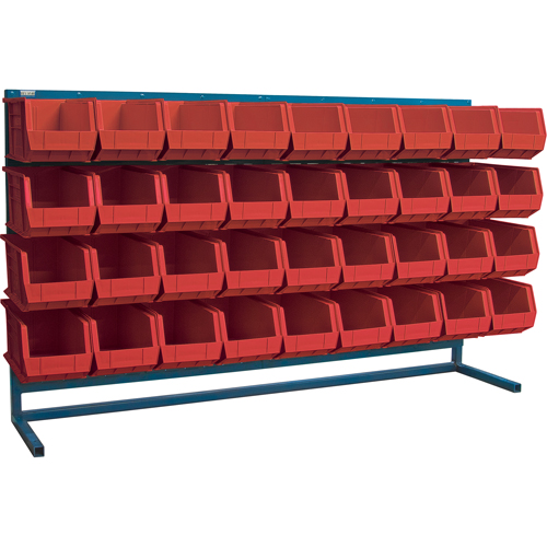Louvered Rack with Bins, 36 Bins, 72" W x 15" D x 40" H Equipment World